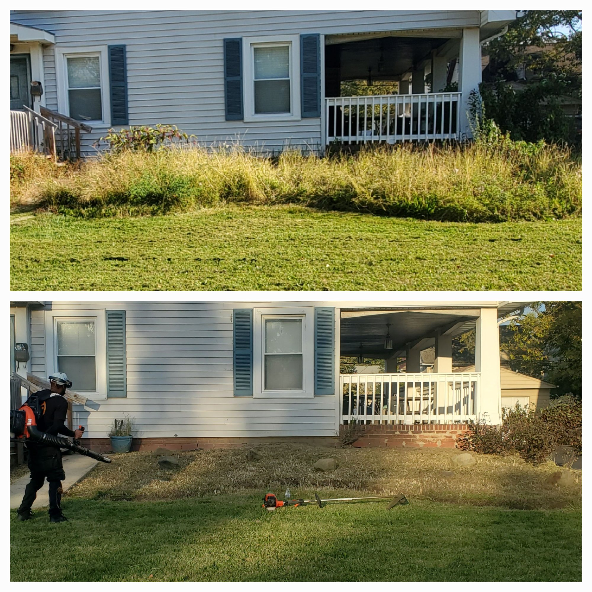 Front yard lawn cleanup in Euclid, OH by Kevin J Services.